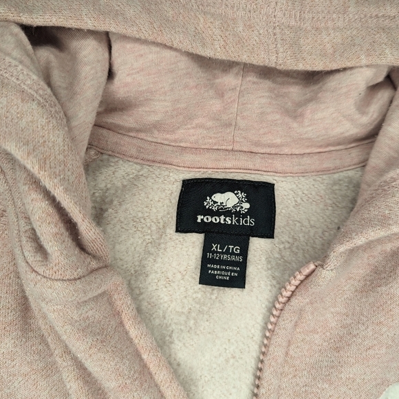 Roots║Pink Sparkly Zip Up Hoodie Sweatshirt║Girls Size XL - Picture 2 of 5